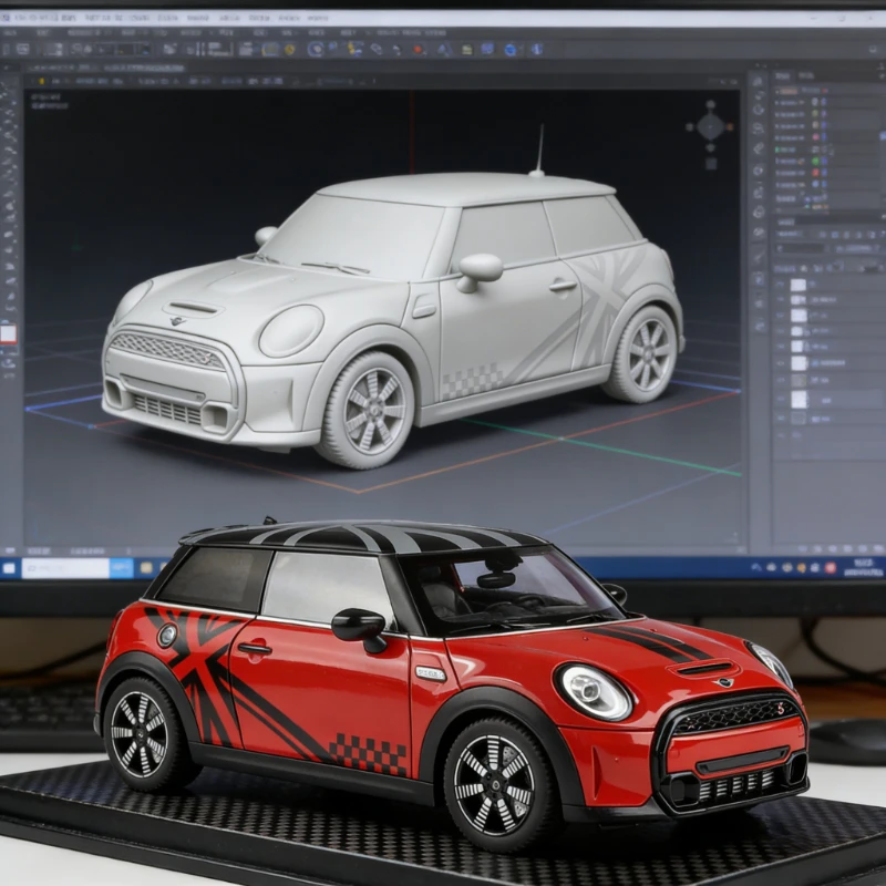 

Модель автомобиля Mini Cooper S из сплава, масштаб 1:18, украшение для шкафа, декор для интерьера, детская игрушка-машинка, подарок на день рождения, лучший выбор