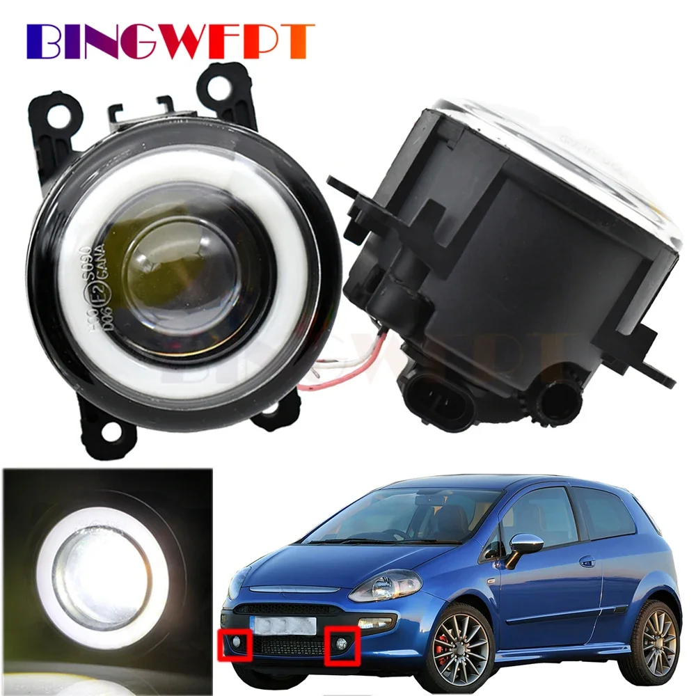 2 X Car Left + Right LED Fog Light Assembly Angel Eye Daytime Running Light DRL For Fiat Punto Evo 2009-2012