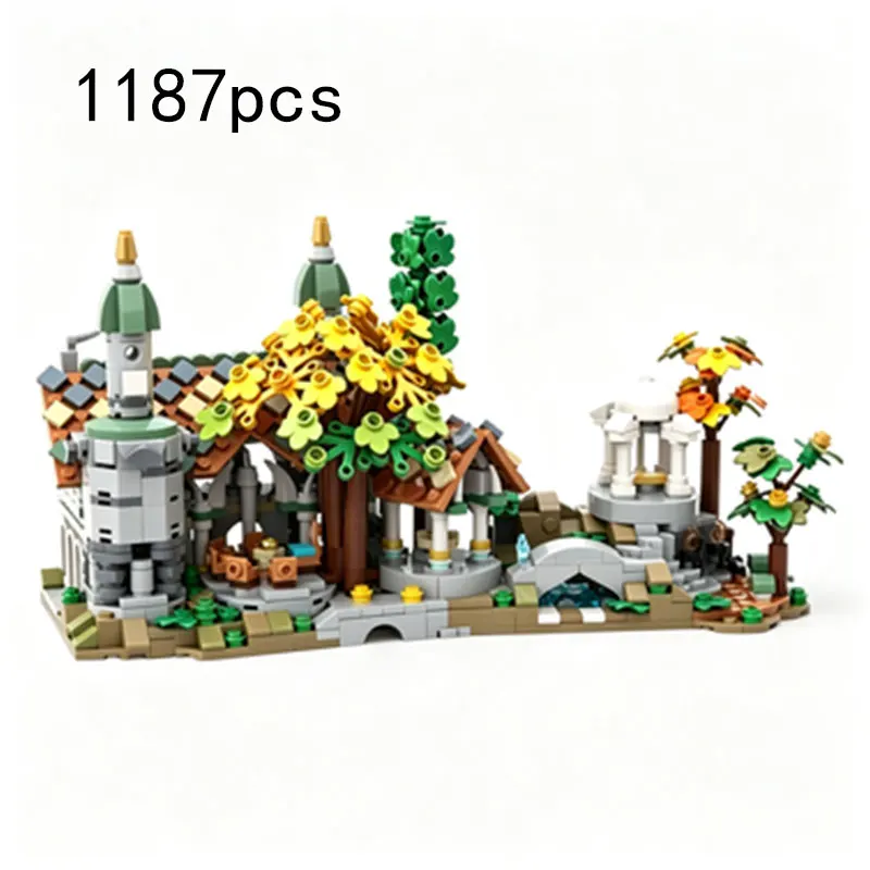 MOC1187pcs Small Particle Building Blocks Medieval Architecture Model Village Toy Castle Expansion Pack