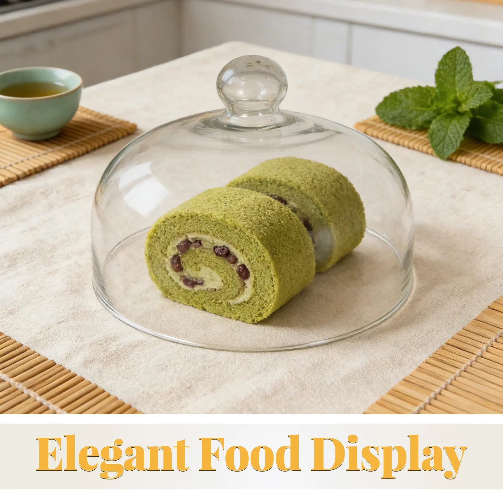Glass Microwave Cover Clear Cake Dome Cover Pastry Display Cloche Round Cupcake Stand Lid 8.2x5.9 Inch Microwave Splatter Guard