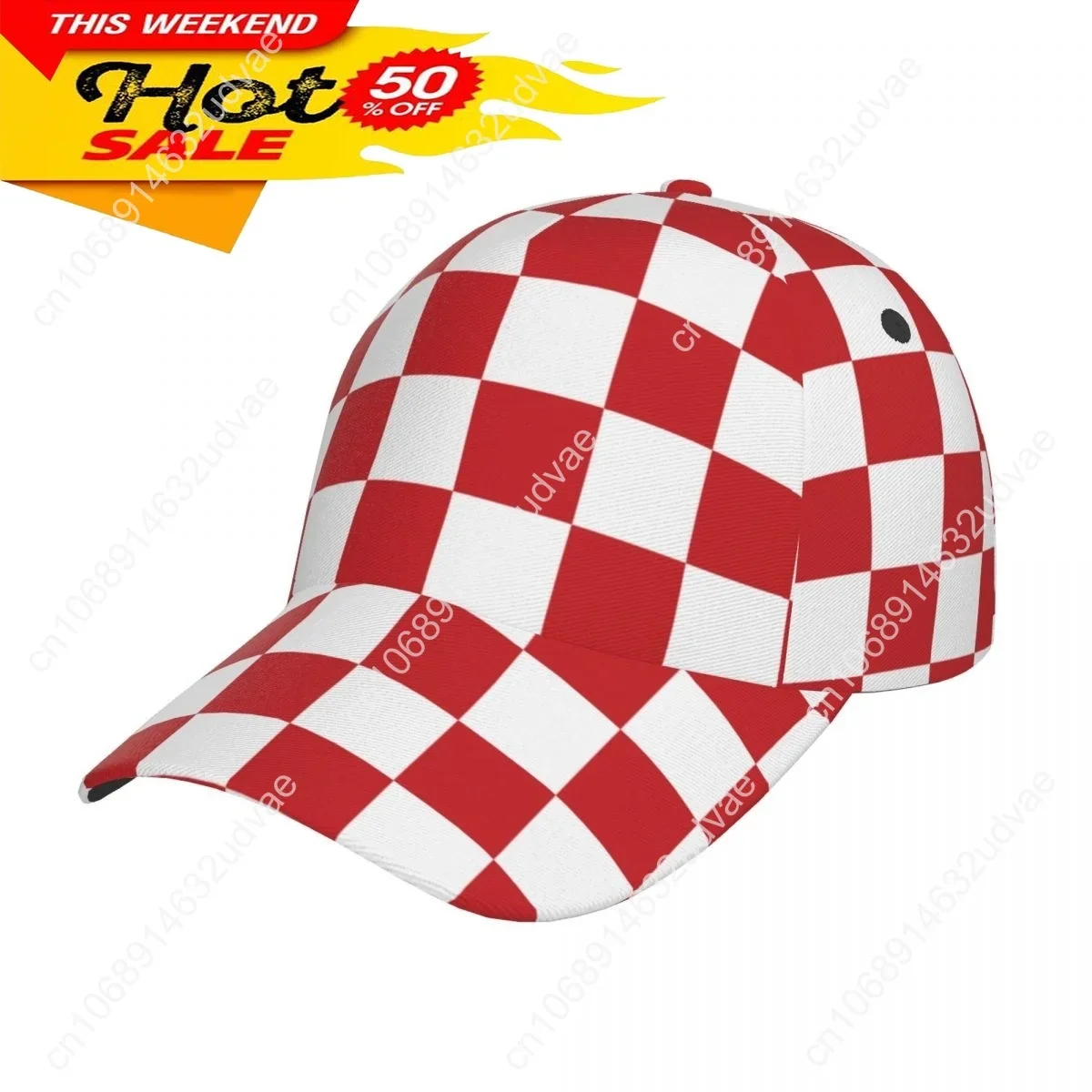 

Baseball Cap Red And White Checkered Hat New Fashion High Quality Man Racing Motorcycle Sport hats