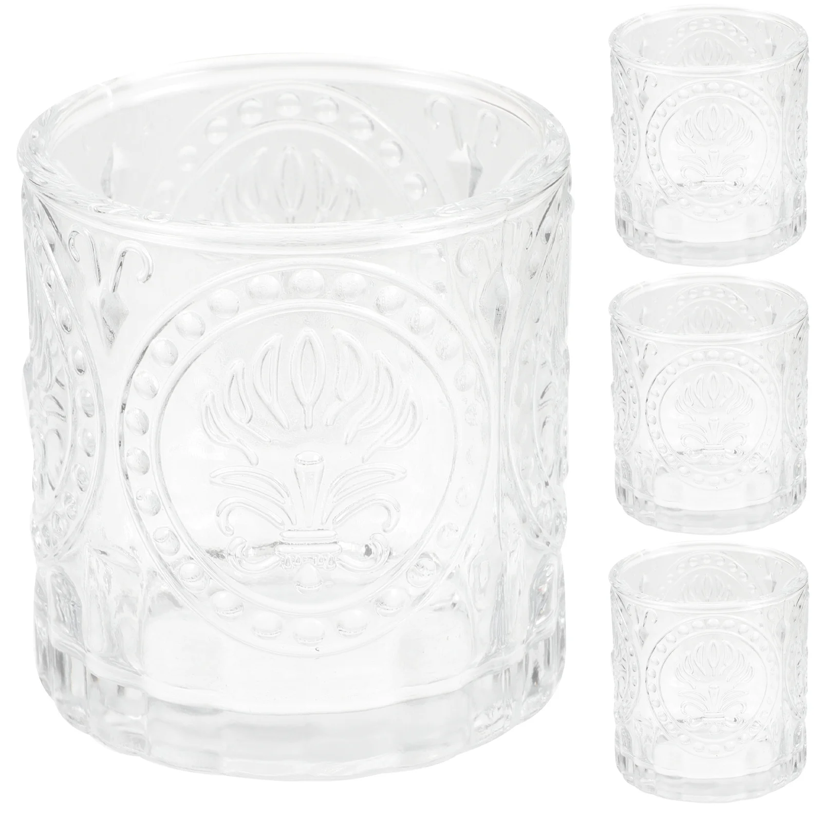 

4Pcs Clear Glass Cup Holders Crystal Tealight Holder for Dining Table Desktop Decoration Candlestick Holder