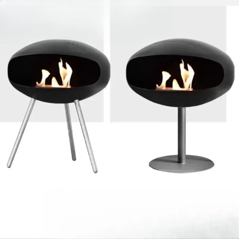 Standing fireplace artist household alcohol fireplace real fire decorative brazier wooden feet metal feet two optional