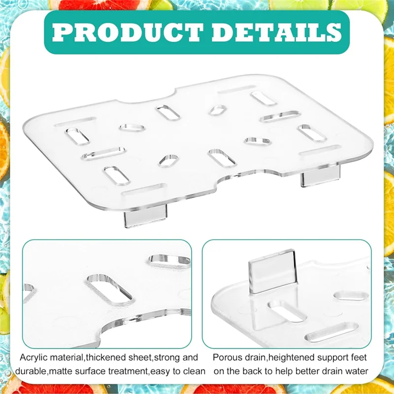 Hot Sale-24 Pcs For Food Pan Drain Shelf–Plastic Grate, Acrylic Drain Trays Clear Plastic For 1/6 Size Fruit Vegetables