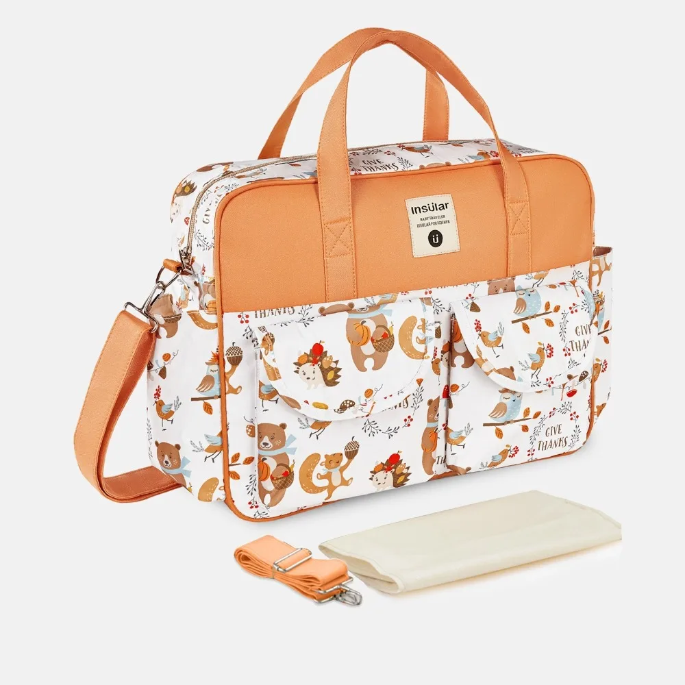 

Fashion Cute Prints Single Shoulder Mommy Bag Lightweight Portable Diaper Bag Large Capacity Multi-pocket Maternity Handbag