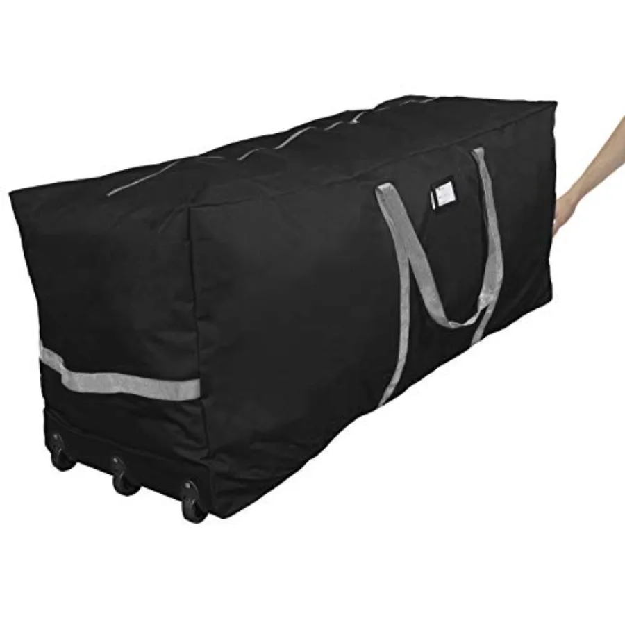 

Rolling Christmas Tree Storage Bag Fits Up to 9 Feet Tall Disassembled Trees 28" H X 16.5" W X 60" L 600D Oxford Extra Large He