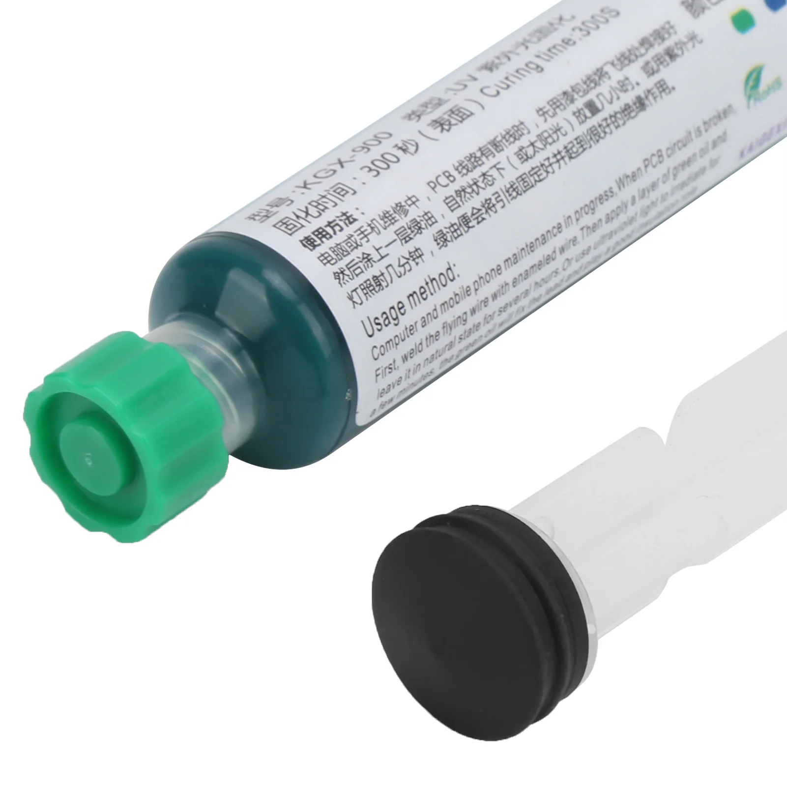 KGX-900, encre résistante à la soudure au durcissement UV vert 10cc avec aiguille poussoir pour soudure de PCB, résistance à la soudure de la peinture, encre résistante à la soudure de PCB