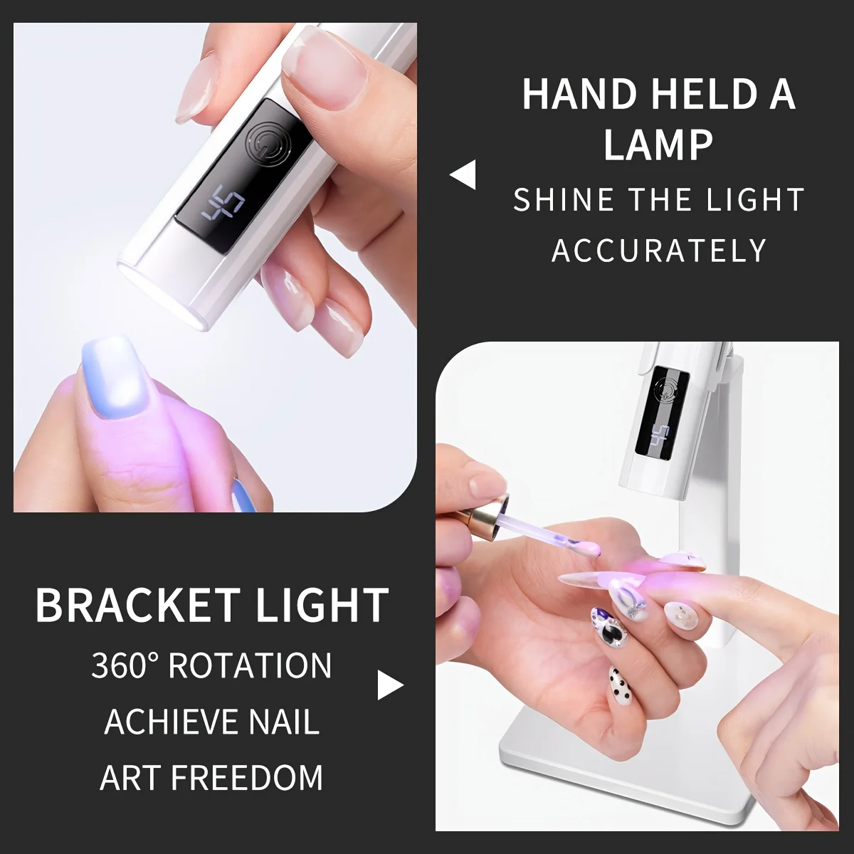 1 pièces Mini lampe UV LED Rechargeable pour Nail Art avec support pour Gel ongles séchage rapide Machine de manucure UV LED Gel sèche-vernis à ongles