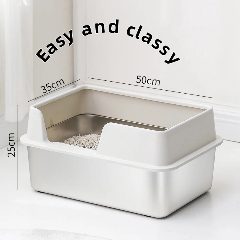 

Cat litter box Stainless steel mobile cat toilet splash-proof cat litter box