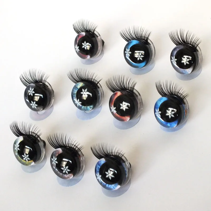 20 pezzi fai da te Amigurumi Doll eyes -- 12mm -- 30mm snowflake glitter eyes con ciglia