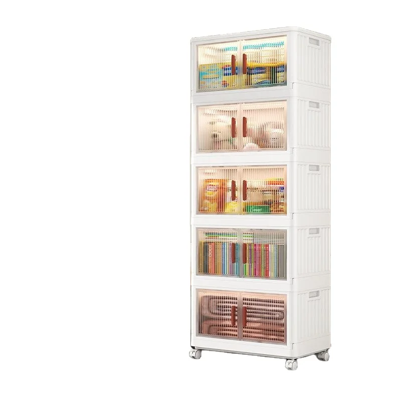 5 Layer transparent foldable storage cabinet modern plastic