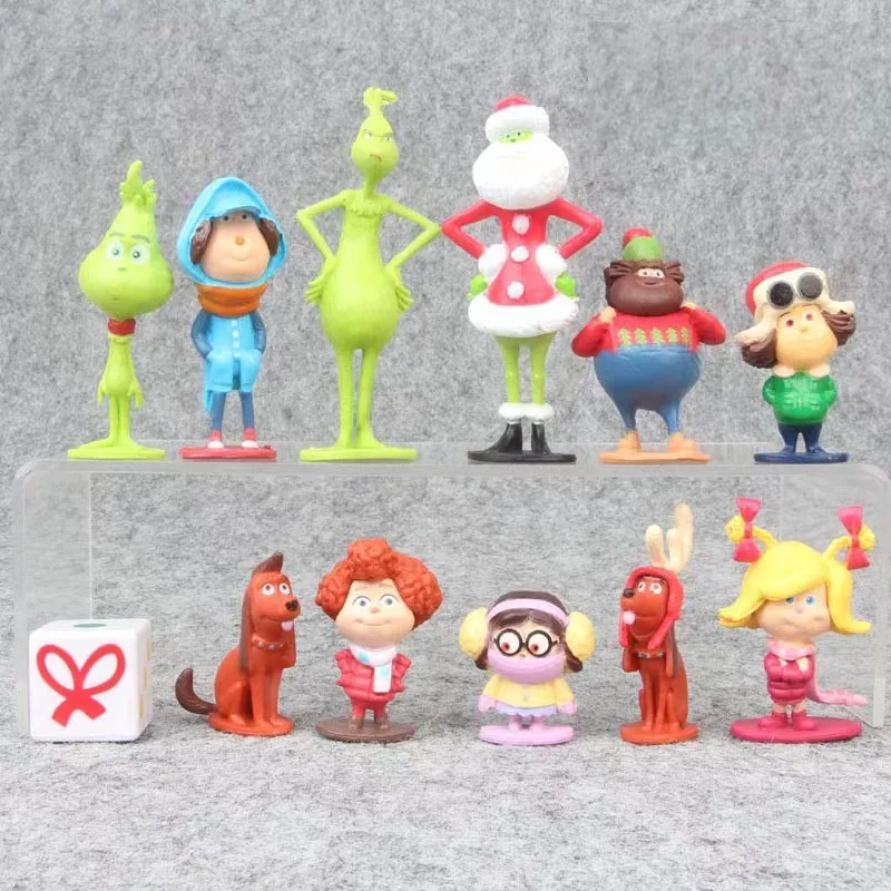 12pcs/set Grinch-ed Figure Collection Model Toys Christmas and Halloween Gift