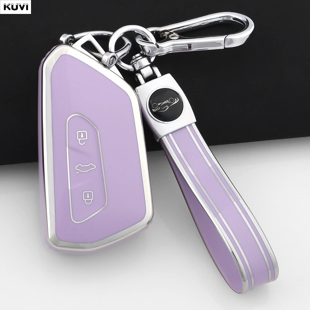 حافظة مفاتيح ذكية للسيارة من البولي يوريثان لسيارة VW Volkseagen Golf 8 MK8 ID.3 ID.4 Cupra Skoda Octavia A8 SEAT Leon MK4 2021 Formentor Tarraco #5