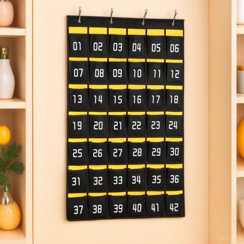 

42 Pockets Cell Phone Pocket Chart Holder Numbered Hanging Over Door Classroom Organizer Calculator Phone Storage Pouch