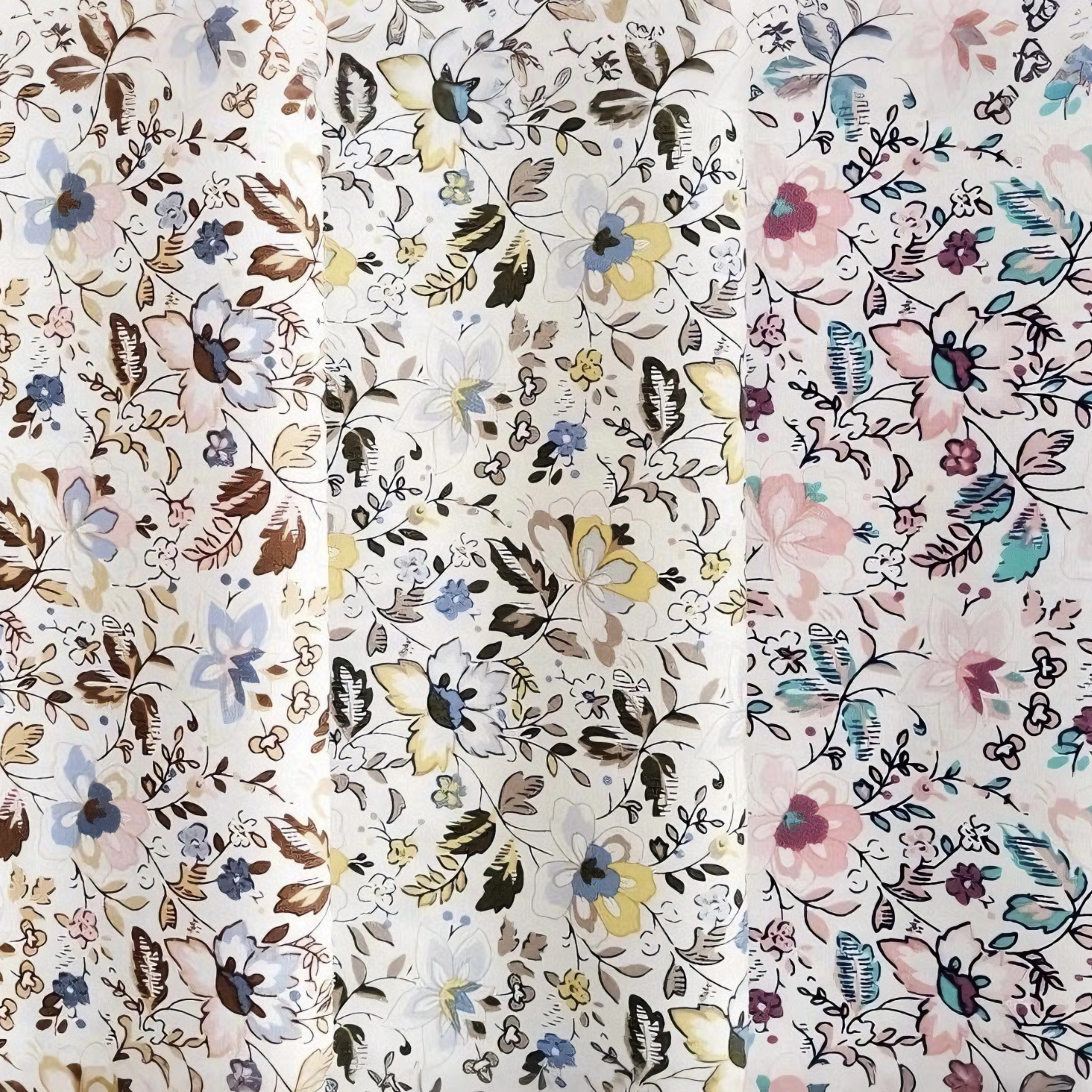 Exquisite Cotton Fabric with Artistic Multicolored Floral Motifs - Perfect for DIY Craft Enthusiasts, Fashion Apparel Production