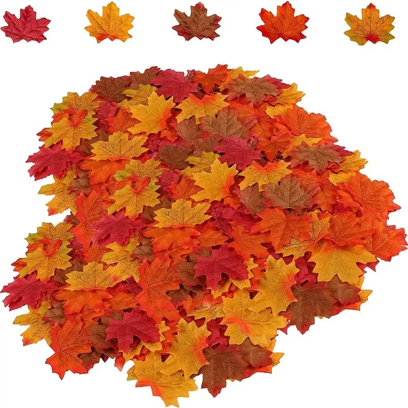 

New Simulated Maple Leaves Fake Leaves Autumn Leaves Decoration Wedding Flower Scattering Kindergarten DIY Handmade Materials
