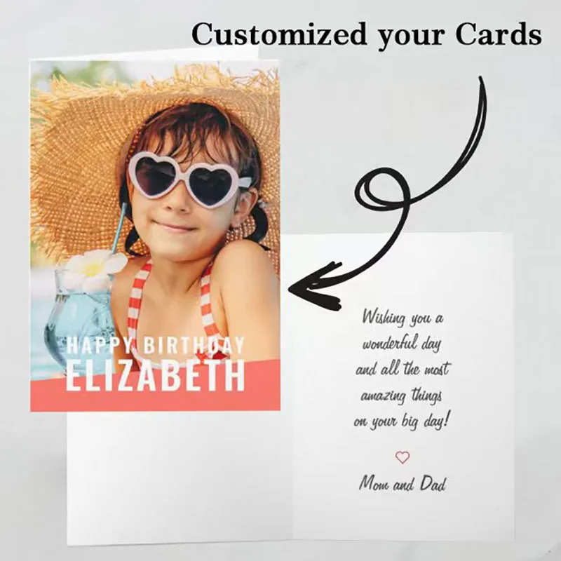 4/8/12 szt. personalizowane kartki z imieniem i datą urodzin (nadaje się na wesela, chrzciny i zaproszenia na przyjęcia)