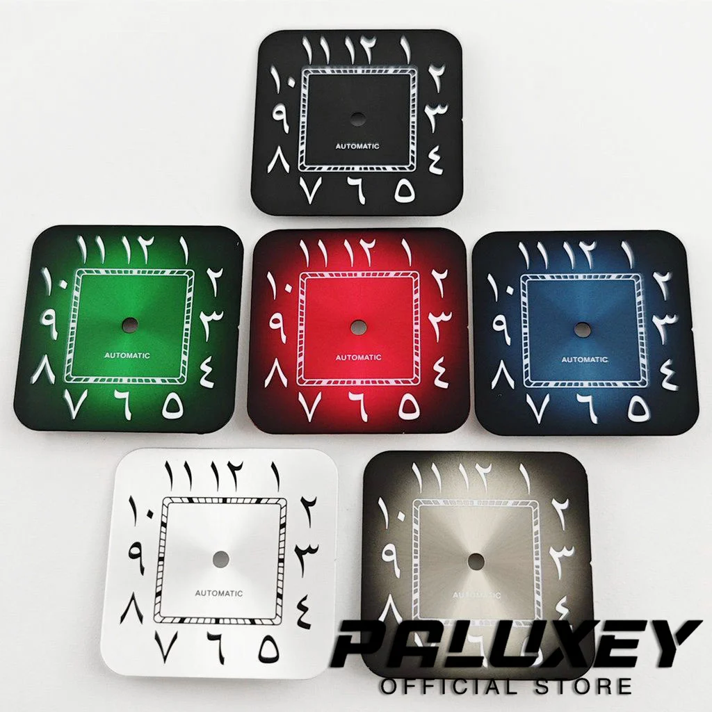 NH35 27mm Sunburst Watch Accessory Square Dial Modified Arabic Numeral Dial For Japanese NH35 4R35 Movement Santos Part Dial