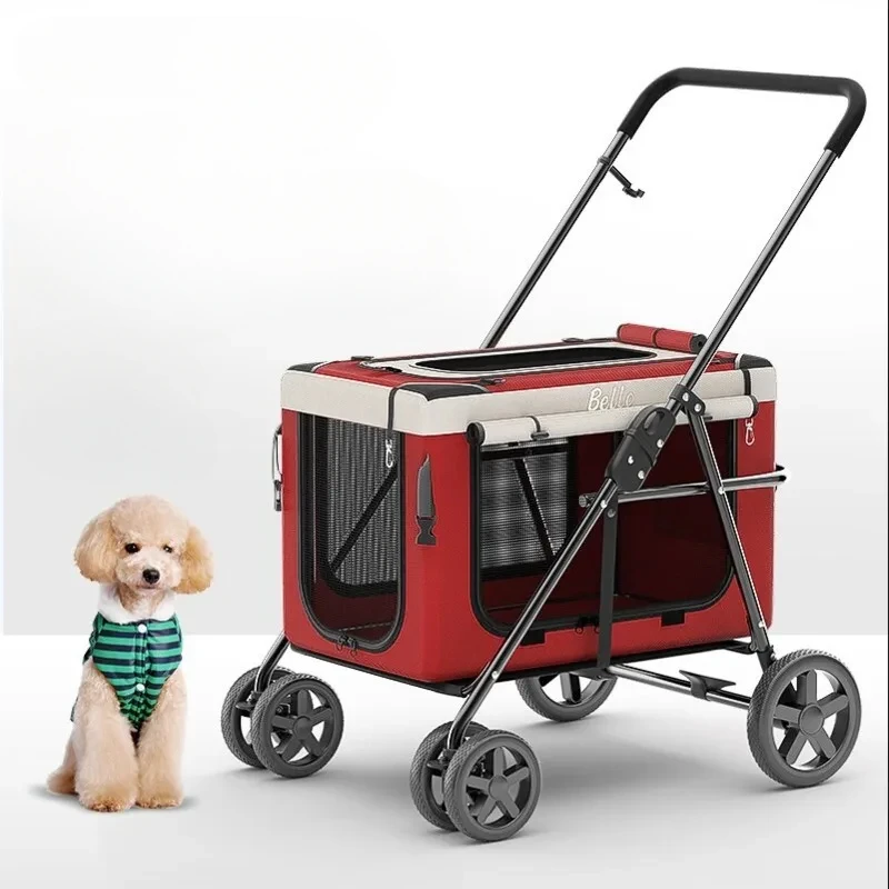 Bello Pet Cart Outdoor Walking Dog and Cat Cart Small Portable Foldable Design Separate Bag Travel Pet Stroller