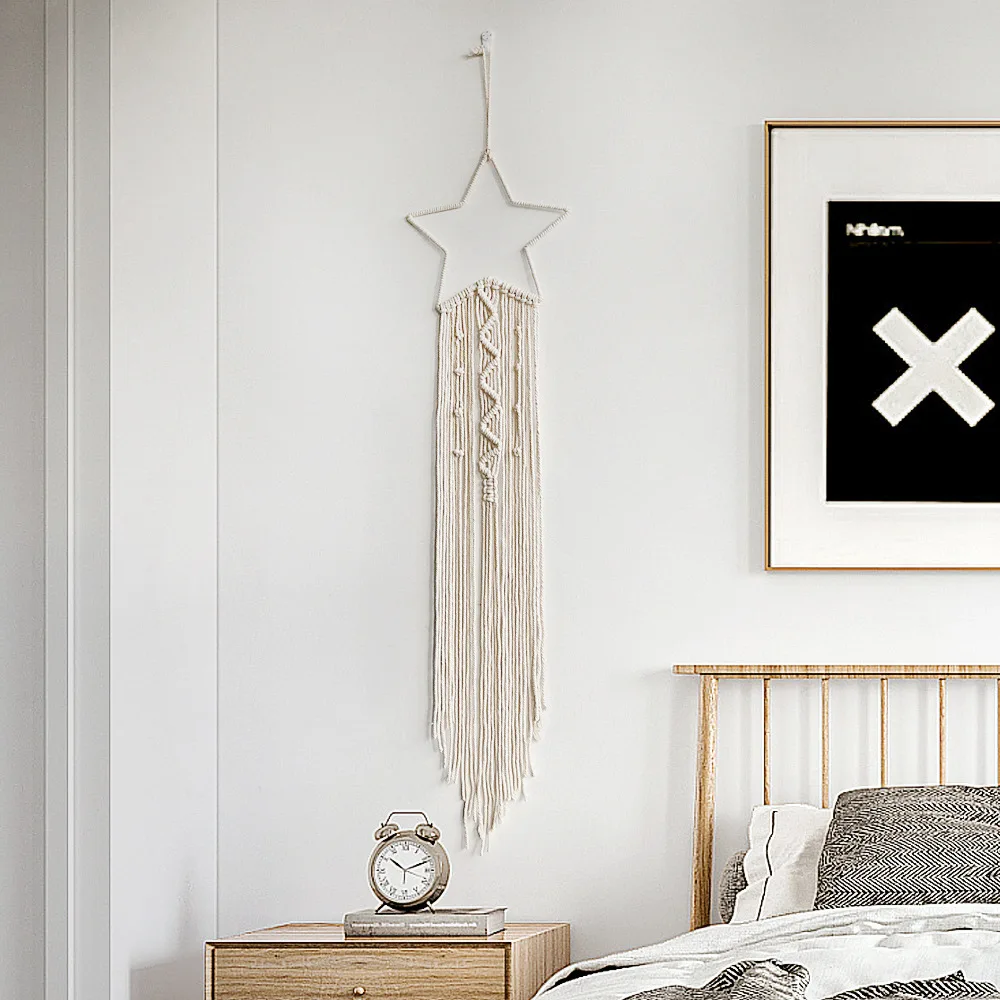 

Nordic Style Dream Catcher Hand Woven Star Moon Tapestry Wall Hanging Pendant Home Decor Beautiful Cotton Rope Artwork