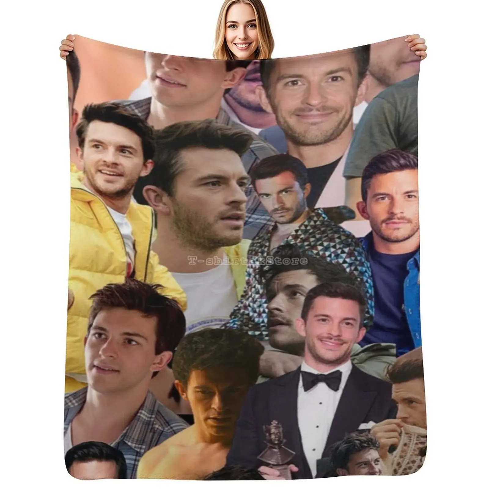 jonathan bailey photo collage Throw Blanket Soft Warm Blanket Gift for Grandparents