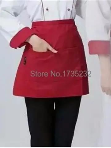 66*45cm 요리사 짧은 단락 Pinafore 호텔 레스토랑 주방 요리사 앞치마 의류 Costom 로고 작업자 웨이터 드레스