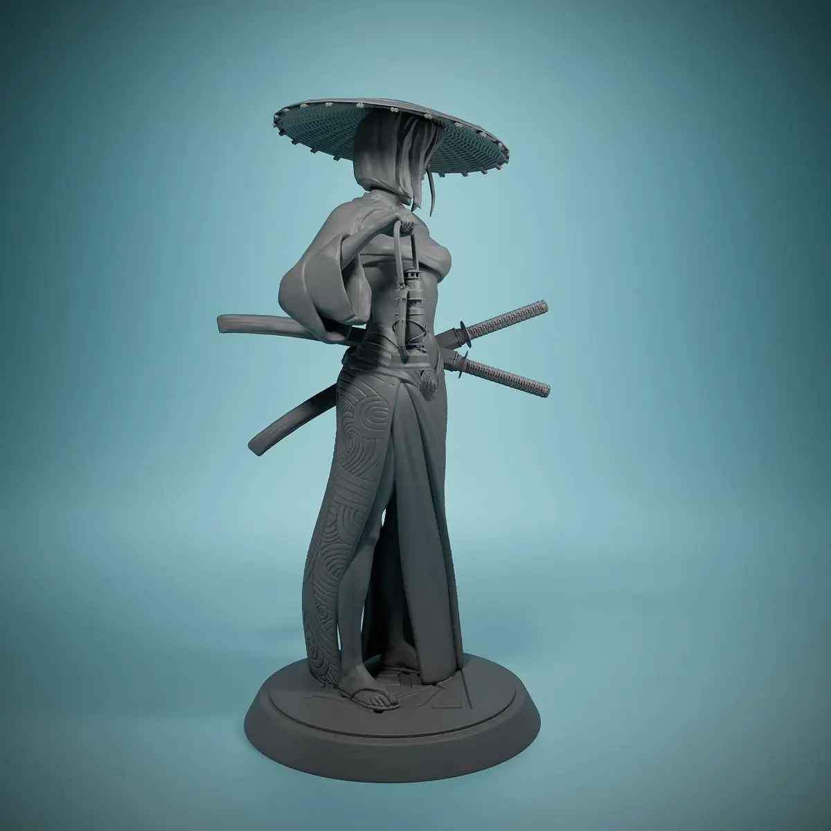 Female Explorer Warrior Soldier Resin Lady Samurai Figure 3D Printing Unassembled Unpainted Self-assembly Figurine Miniature