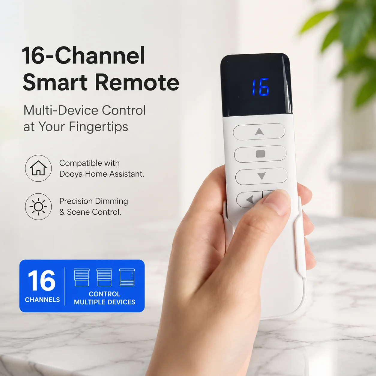 Electric Curtain Roller Blinds RF433 16 Channel Wireless Remote Control Transmitter Compatible with DOOYA Receiver