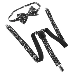 Elastic Mens Suspender Bowties Neckties Music Straps for Sports Suspenders Women