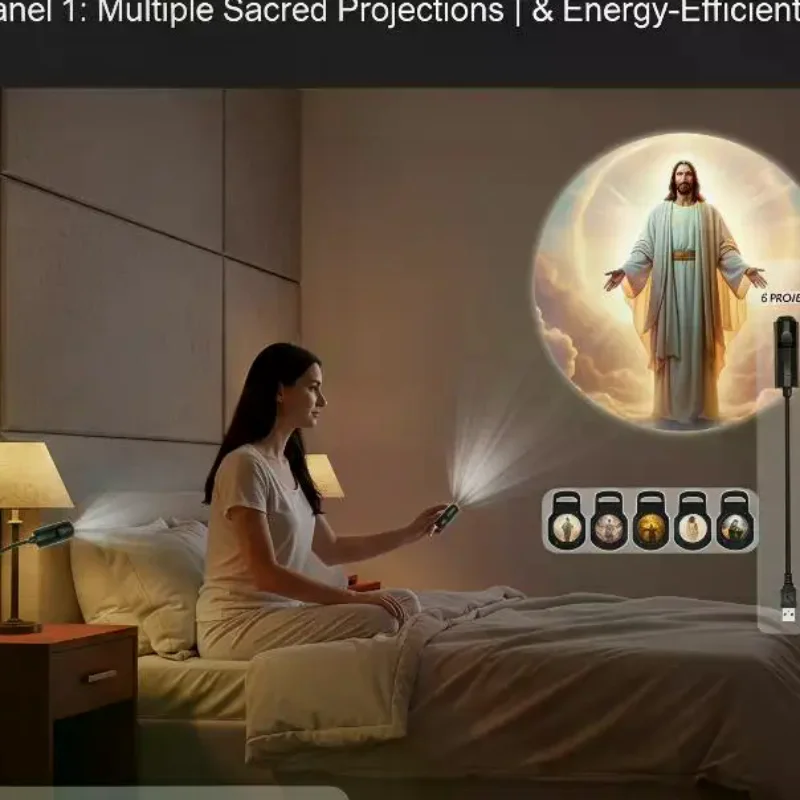 Religious Character Image Themed USB Projection Light With Twelve Patterns Perfect For Room Ceiling Background Decoration