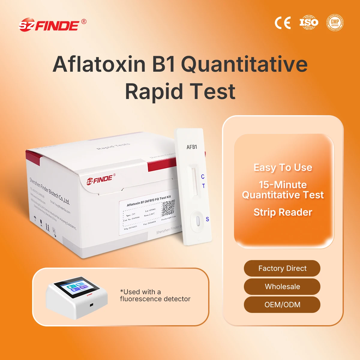 Mycotoxin Test Equipment FinderBio Easy to Use Aflatoxin B1 Rapid Test Kit and Aflatoxin Tester for Peanut Analysis