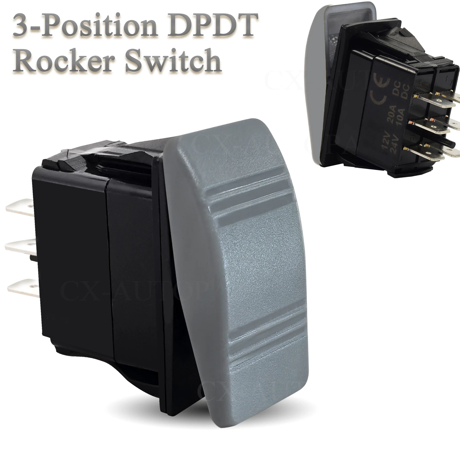12 فولت 20A تبديل التبديل DPDT 6 دبوس تشغيل/إيقاف/تشغيل زر رمادي الثقيلة لحظة البحرية الروك التبديل ل 4x4 قارب RZR RV دراجة نارية #1