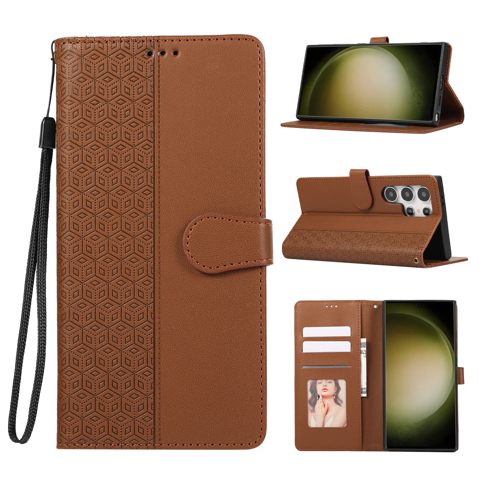 Magnetyczne etui z klapką i klipsem do Vivo V50 V40 Lite V40E V30 V30E V29 Pro V25 V25E, skórzane, z 3 przegródkami na karty, odporne na wstrząsy, z paskiem na nadgarstek i tylną osłoną.