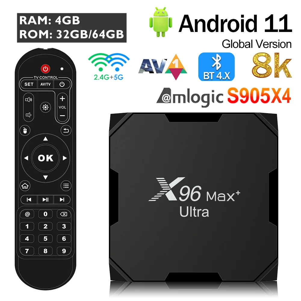 الأصلي X96 MAX + Ultra HD TV Box Android11 Amlogic S905X4 4GB RAM 32GB / 64GB ROM BT AVI 2.4G & 5G Wifi Media Player Set Topbox #1
