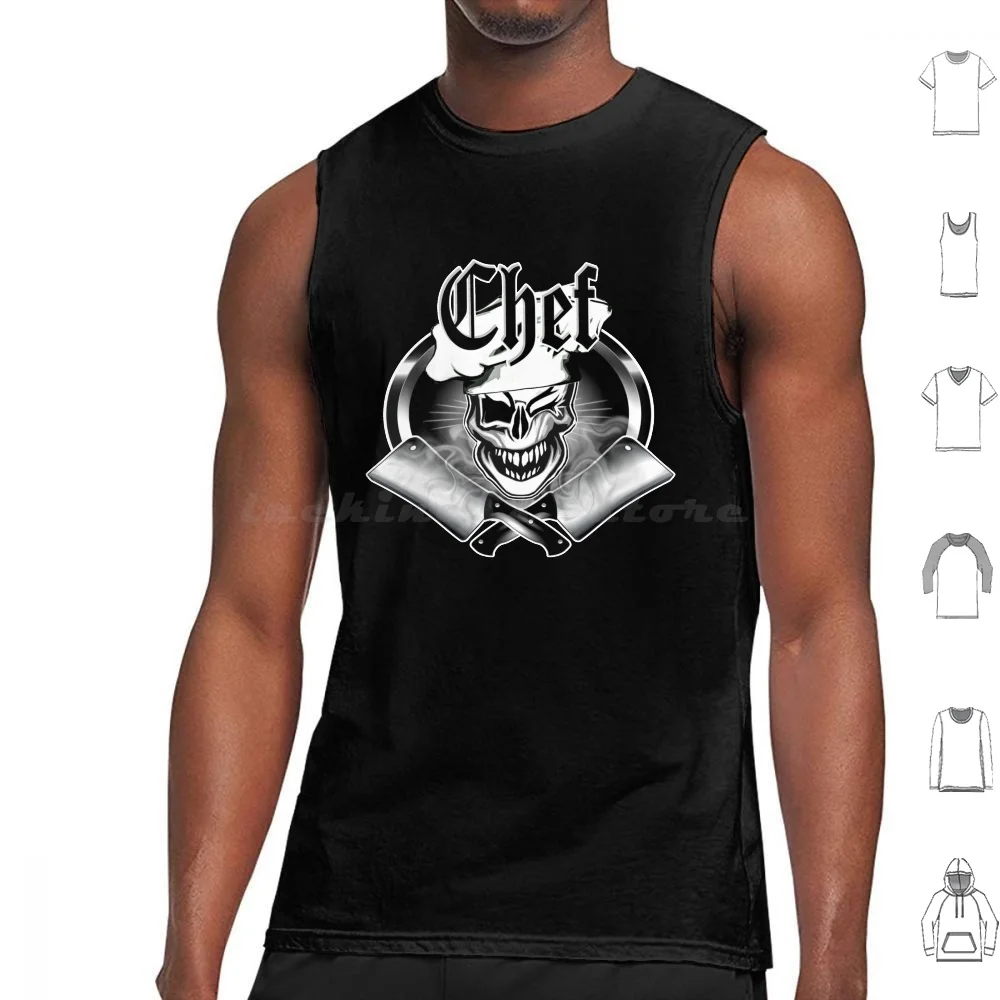 Winking Chef Skull And Crossed Cleavers 7 Tank Tops Vest Sleeveless Chef Skull Chef Chef Skull And Cleavers Cool Chef Skull