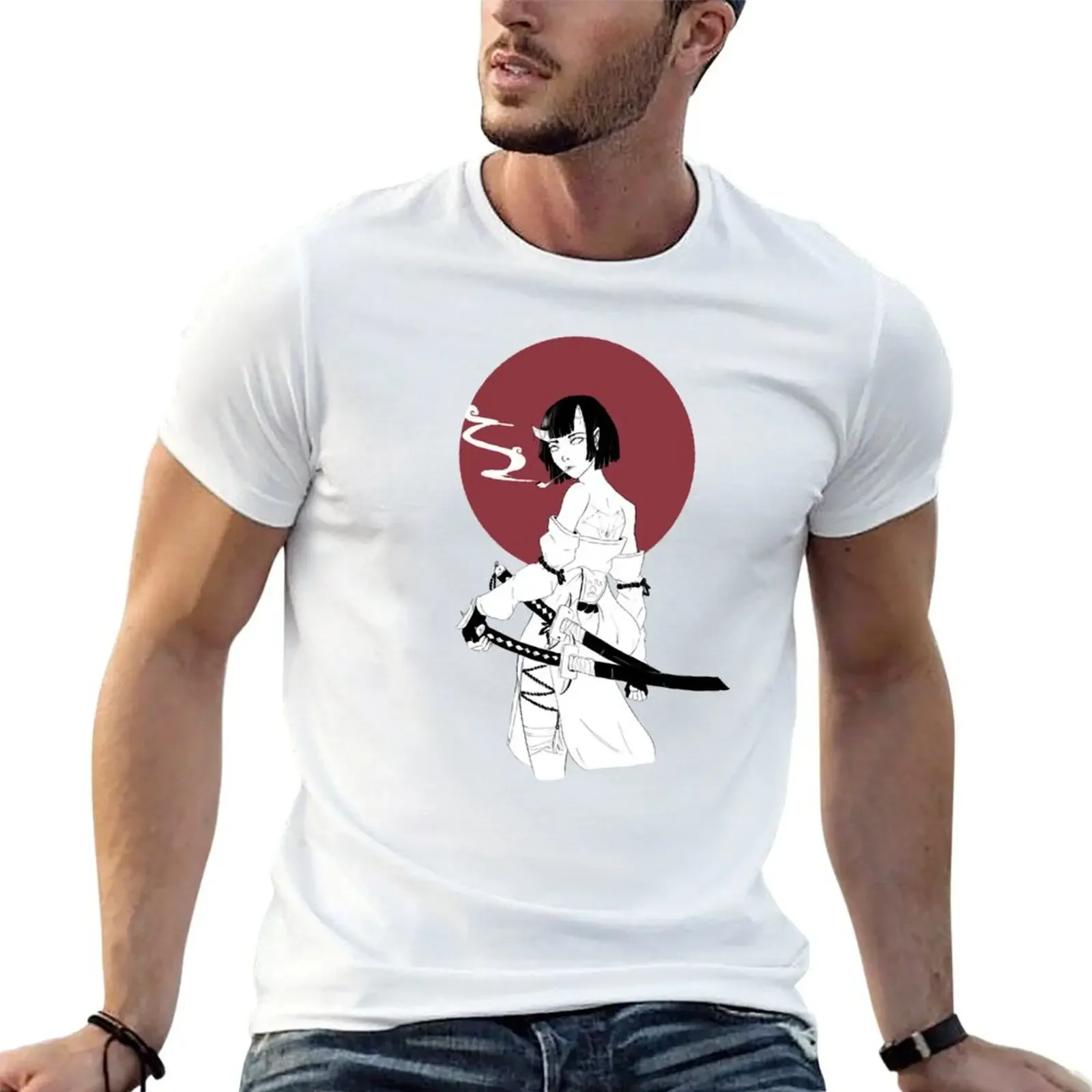 

Japanese Demon Oni Girl T-Shirt luxury clothing labubu quick drying aesthetic clothes graphic t shirts t shirt for men