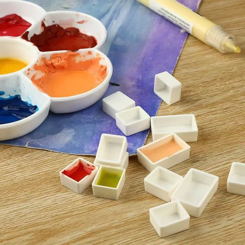 100PCS 1ml/2ml Plastic Empty Watercolor Half Paint Pans for Children Artist Student Beginners Painting Drawing Palette Paint Box