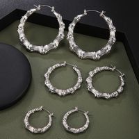 Punk Earrings Sliver Gold Color Big Bamboo Circle Hoop Earrings Large Celebrity Earrings Hoops Jewelry Charms for Women