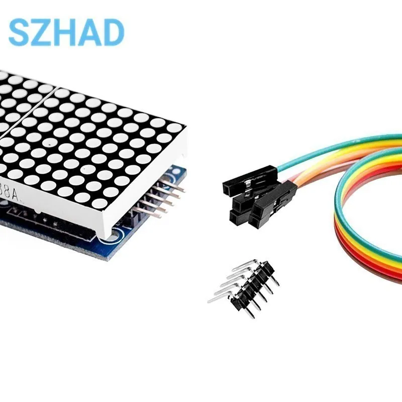 Módulo de matriz de puntos MAX7219 para microcontrolador Arduino, pantalla 4 en 1 con Línea 5P