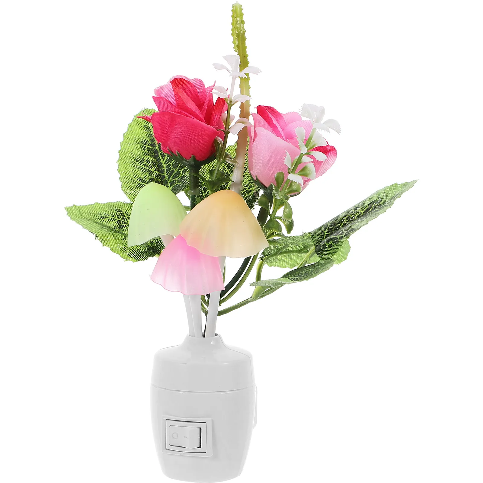 

2Pcs LED Night Light Peony Shape Plug-in Color Changing Lamp for Kids Bedroom Warm Soft Light 7 Auto Colors Palm Size Flexible