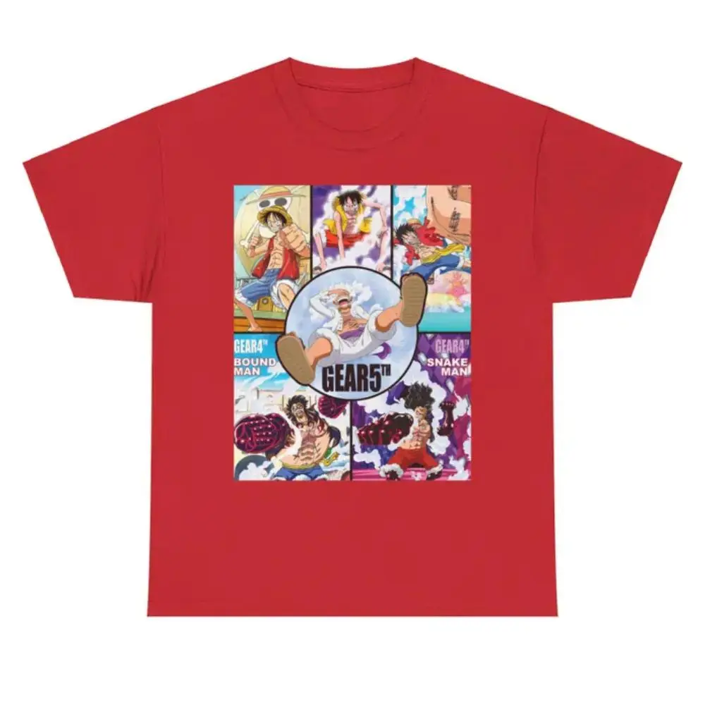 원피스 블랙 티셔츠 남녀공용 2025 여름 코튼 반팔 루피 기어 변신 컬렉션 디자인 기어5 니카 형태