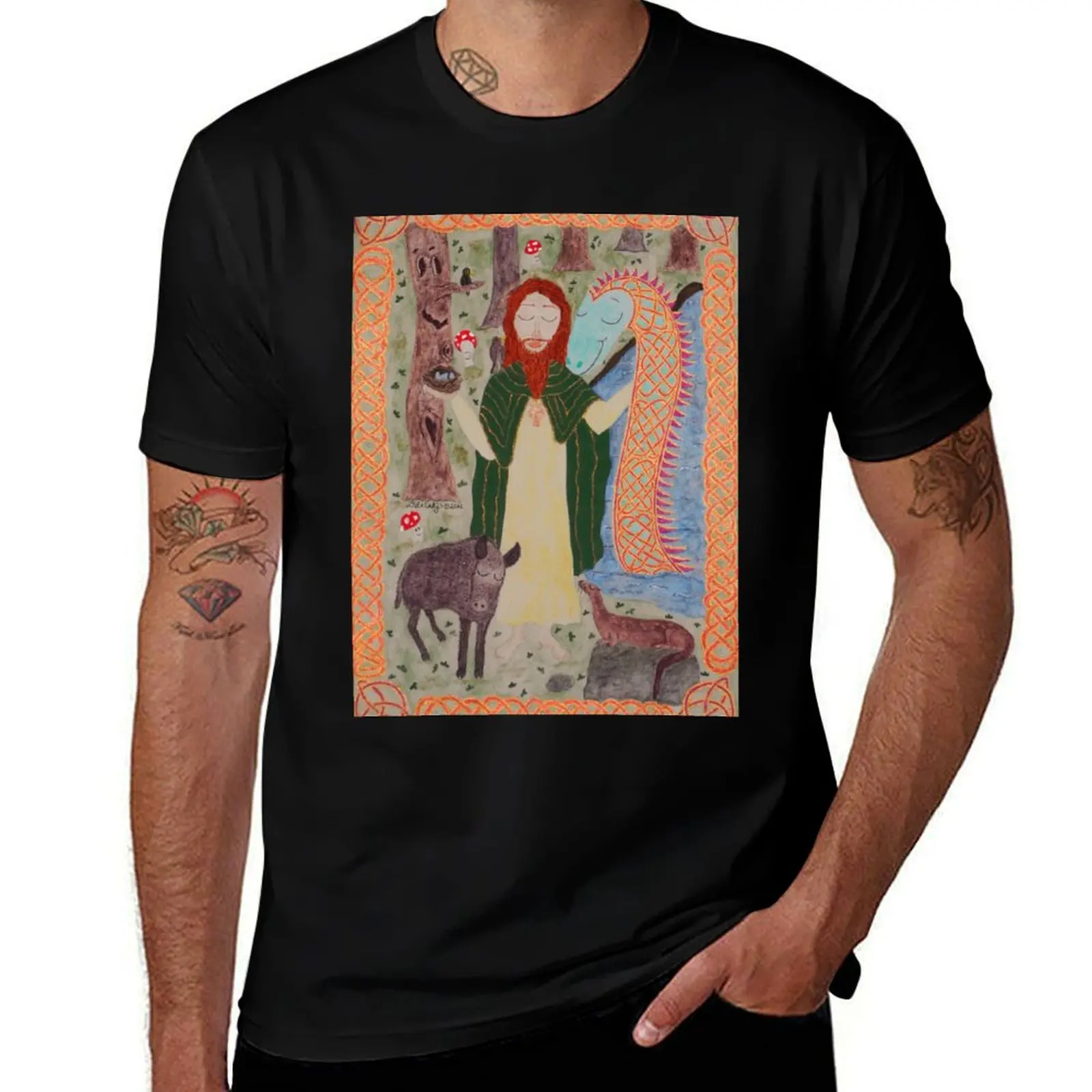 

Saint Kevin of Glendalough T-Shirt cotton tshirt 100% man t shirt heavy cotton