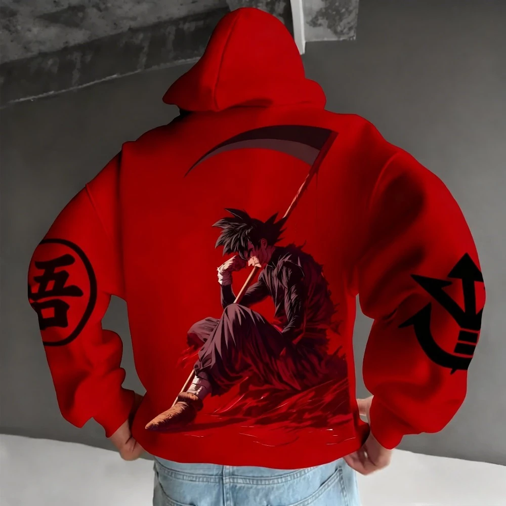 DRAGON BALL moletom com capuz masculino Son Goku Anime primavera outono e inverno meninos algodão simples manga comprida roupa pai-filho