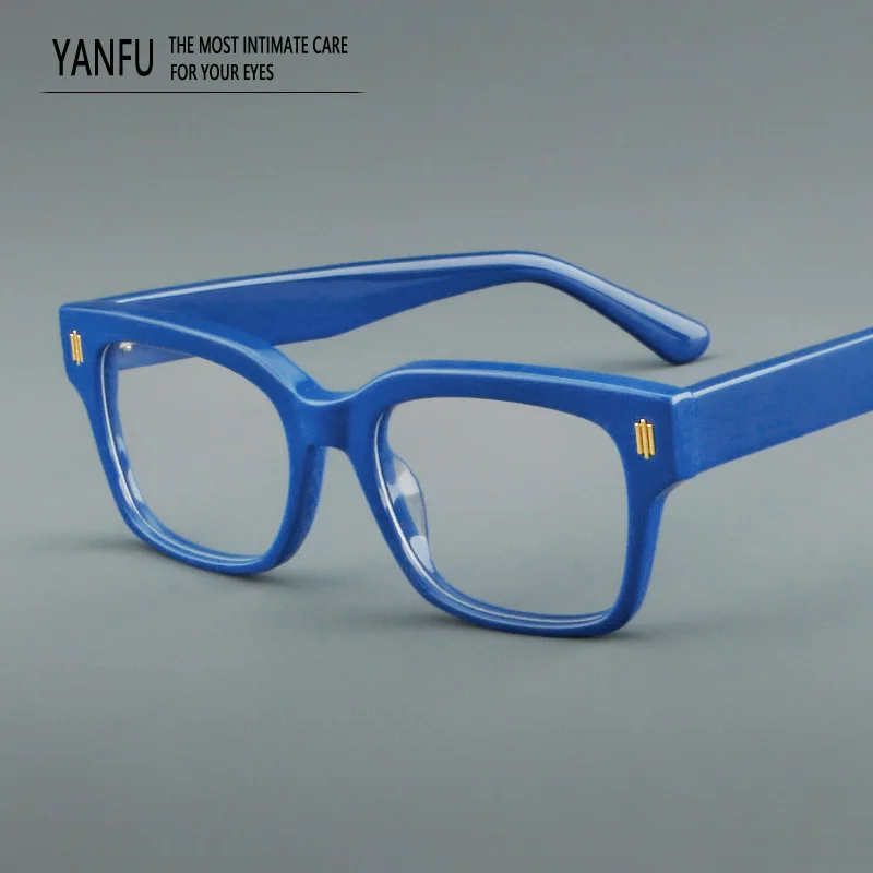 

Ацетатная оправа для очков высокого качества, мужская квадратная черная толстая оправа для очков, мужская модная женская оправа для близорукости, чтения по рецепту 139 мм