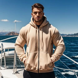 2024Men's Solid Color Casual Sports Hoodie With Multiple Pockets Comfortable Sportswear For Autumn Winter Outdoor Sports For Man