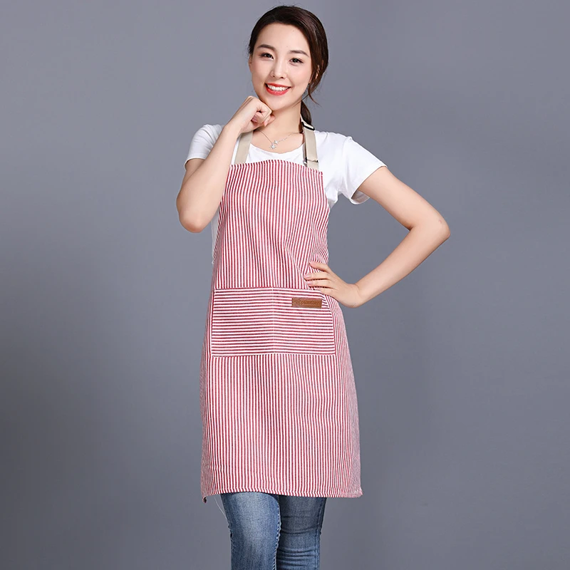 Fashion Striped Apron Adjustable Kitchen Cooking Baking Front Aprons For Woman Men Work Apron