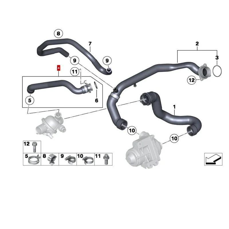 

11537584549 Шланг термостата головки блока цилиндров X1 X3 X135 X335