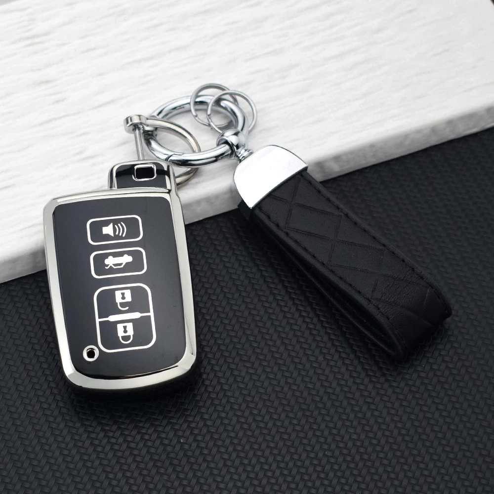 

Soft TPU Car Key Case Cover for Toyota Camry RAV4 Corolla Highlander Avalon Smart Key Protector Holder Keychain Accessories