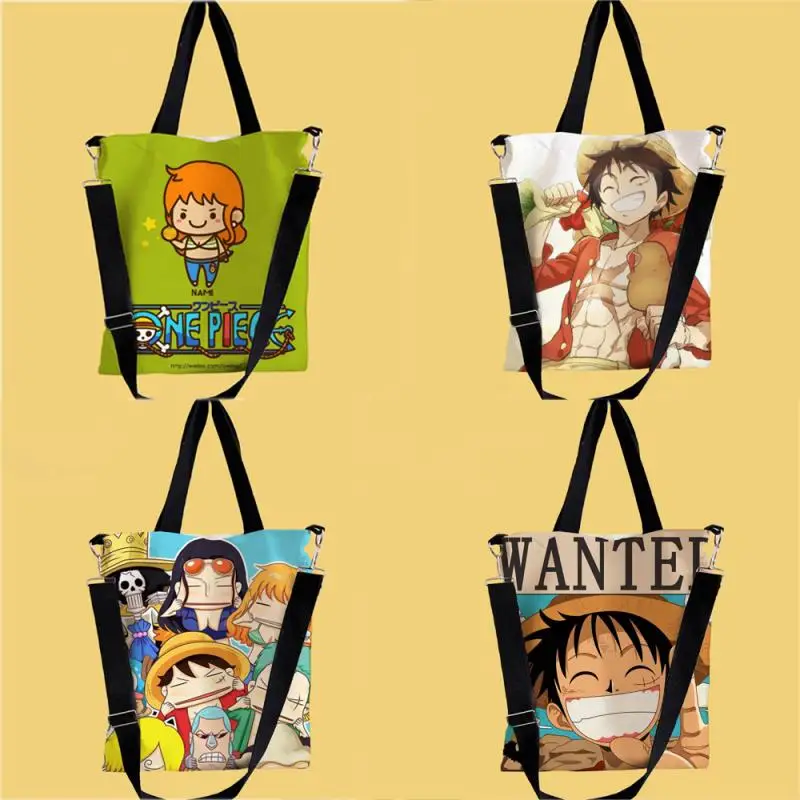 Anime One Piece Luffy Canvas Bag Cloth Bag, Student Backpack Crossbody Bag Book Carrying Bag Temporary Book Bag Tutoring Bag