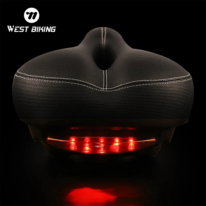 

WEST BIKING Bike Seat Comfortable & Breathable Bicycle Saddle Safety Warning Dual Shock Absorbing for MTB Mountain Road Bike